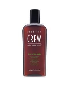 American Crew šampūnas, kondicionierius ir kūno prausiklis vyrams 3in1 TEA TREE 100 ml