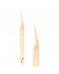 LashesFairy straight golden tweezers F 12 cm