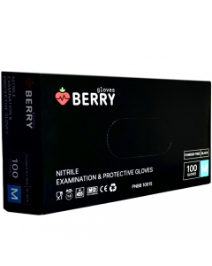 Berry disposable nitrile gloves without powder 100 pcs. black (S, M sizes)
