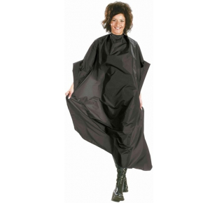 Long waterproof cape for hair dyeing and cutting, black
