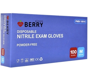 Berry vienkartinės nitrilo pirštinės be pudros 100 vnt. mėlynos M