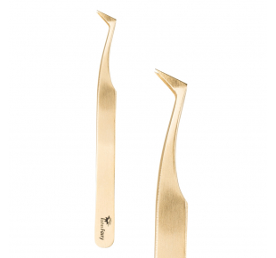 LashesFairy Volume L golden tweezers 12 cm