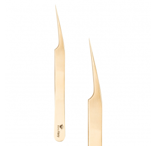 LashesFairy straight golden tweezers F 12 cm