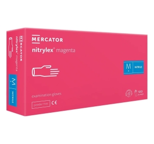 NITRYLEX vienkartinės nitrilo pirštinės be pudros rožinės MAGENTA 100 vnt.