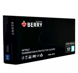 Berry disposable nitrile gloves without powder 100 pcs. black (S, M sizes)